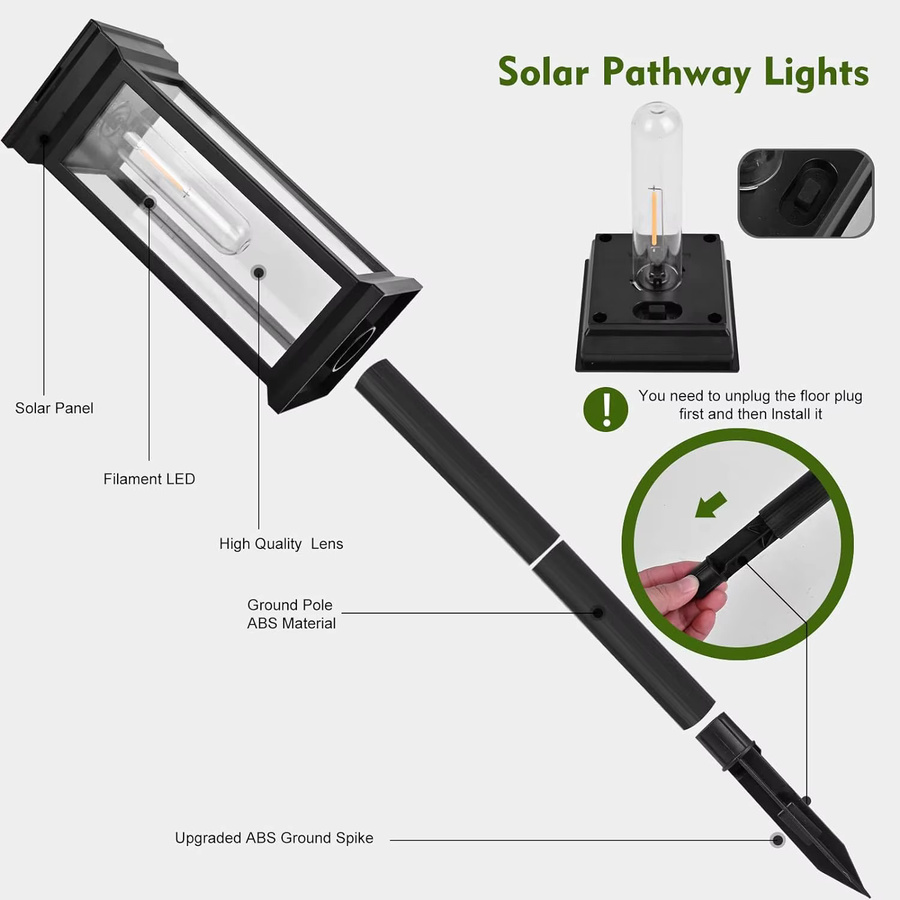DBF Solar-Wegeleuchten Set aus 2 Stück in Schwarz mit warmweißem Licht und IP65 Wasserdichtigkeit für den Garten und Außenbereich - Bild 5
