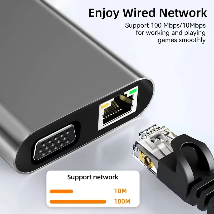 KEBIDUMEI 11-Port USB-C Dockingstation mit HDMI 4K, RJ45 Ethernet, VGA, SD/TF-Kartenslot und 3,5mm AUX für Laptop und PC - Bild 3