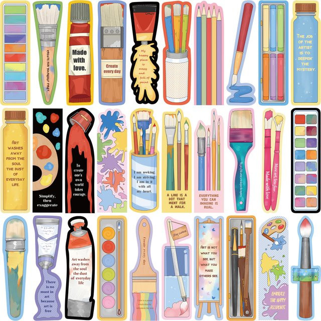 30 Stück Cartoon Lesezeichen mit Malerei-Design in Bunt für kreative Schreibwaren-Geschenke - Bild 1