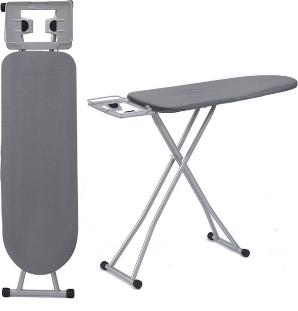Zusammenklappbares Bügelbrett in Blau-Grau mit Bügeleisenablage und höhenverstellbarer Bügelfläche, B/T/H: 90 x 30 x 65 cm - Bild 1