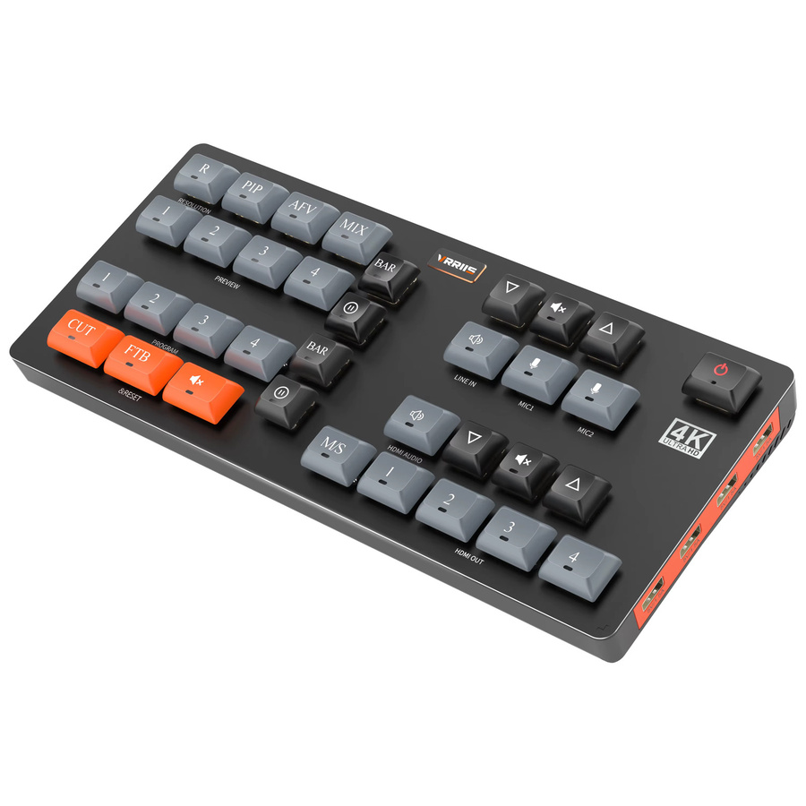 VNNBBS 4K UHD Video Switcher Mixer mit 4 HDMI-Eingängen für Live-Streaming in Schwarz - Bild 3