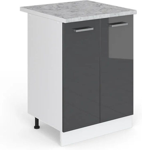 Vicco Küchenunterschrank R-Line Anthrazit Hochglanz Weiß B: 60 cm, T: 60 cm, H: 82 cm - Bild 1