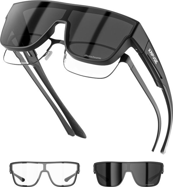 Kapvoe Fitover-Sonnenbrille, Vollrand, Kunststoff, schwarz, Unisex - Bild 1