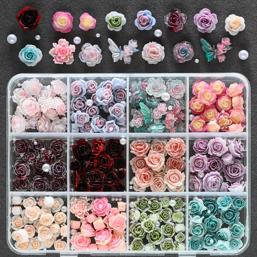 MAFANAILS Nail Art Charms, Kamelie Rose Schmetterling Perle, Glänzend - Bild 6