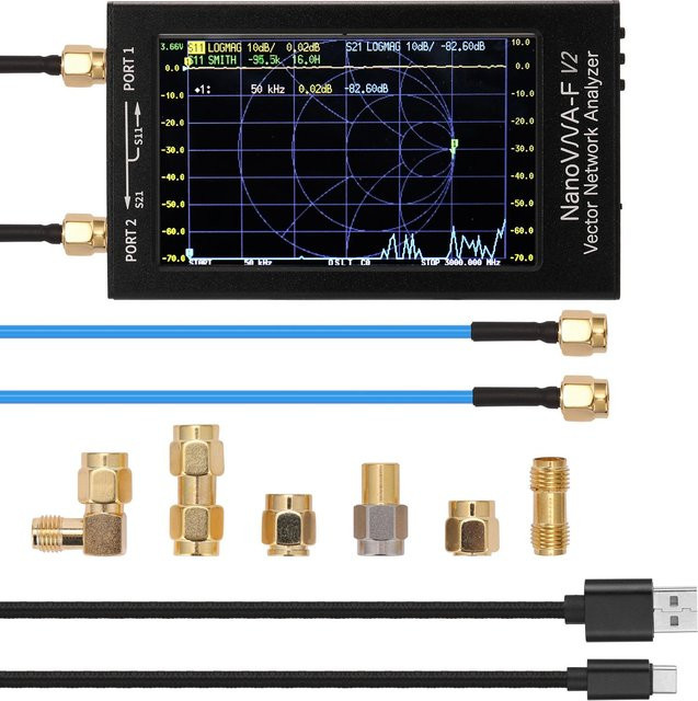 OwOcomms SAA-2 Vektor Netzwerkanalysator mit 4,3 Zoll IPS LCD Display für HF VHF UHF in Schwarz - Bild 1
