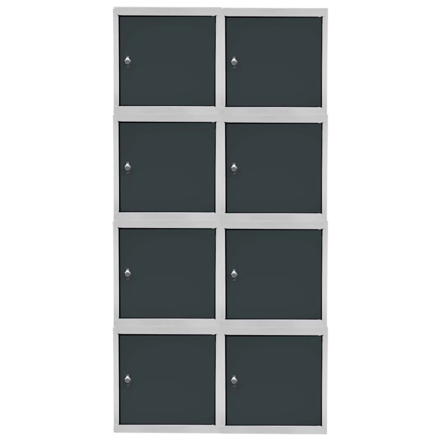 PROREGAL Blocky Schließfachwürfel Set mit 8 Einheiten und Drehriegelschloss für Vorhängeschlösser, Lichtgrau/Anthrazitgrau, B/T/H: 40 x 40 x 40 cm - Bild 2