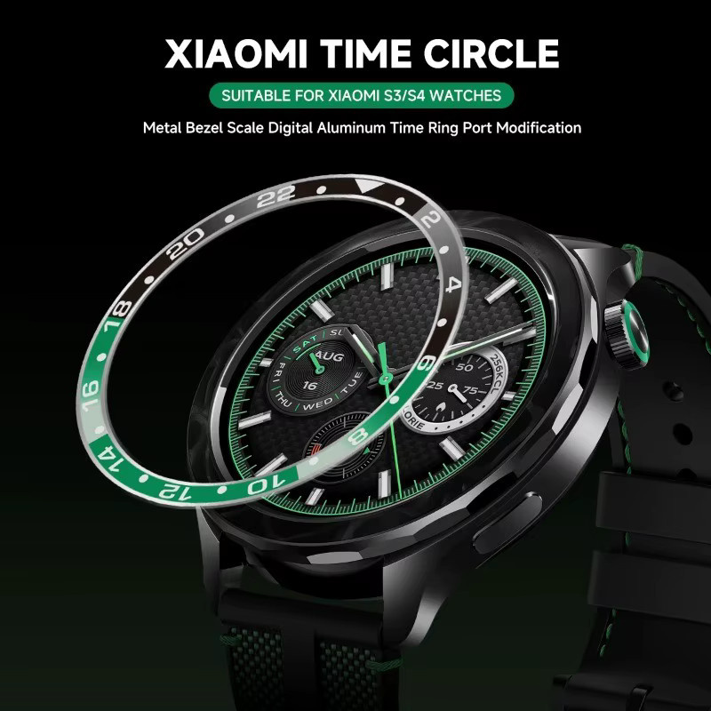 FancyWrist Lünette Ring für Xiaomi Uhr S4 S3, Edelstahl, Schwarz Grün, Unisex - Bild 4