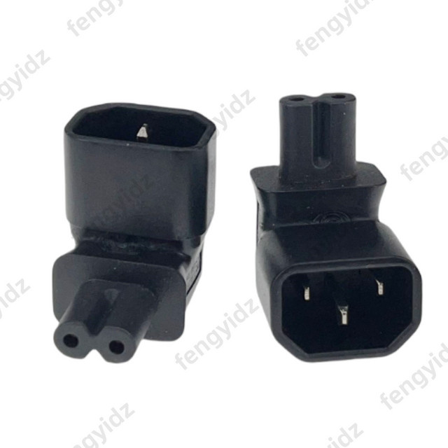 Fengyidz IEC 320 C14 auf IEC C7 Netzteil-Adapter, rechtwinklig, Farbe: Schwarz - Bild 1