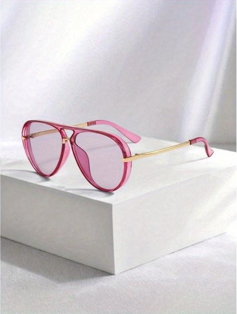 feye Sonnenbrille Damen, Vollrand, Oval, Kunststoff, transparent pink grey - Bild 1