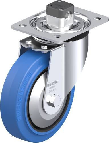 Blickle Lenkrolle L-POEV 160KA-CS11-SB-FA mit Feststeller in Schwarz-Blau und Stahl, Rad-Durchmesser: 160 mm, Tragfähigkeit: 400 kg - Bild 1