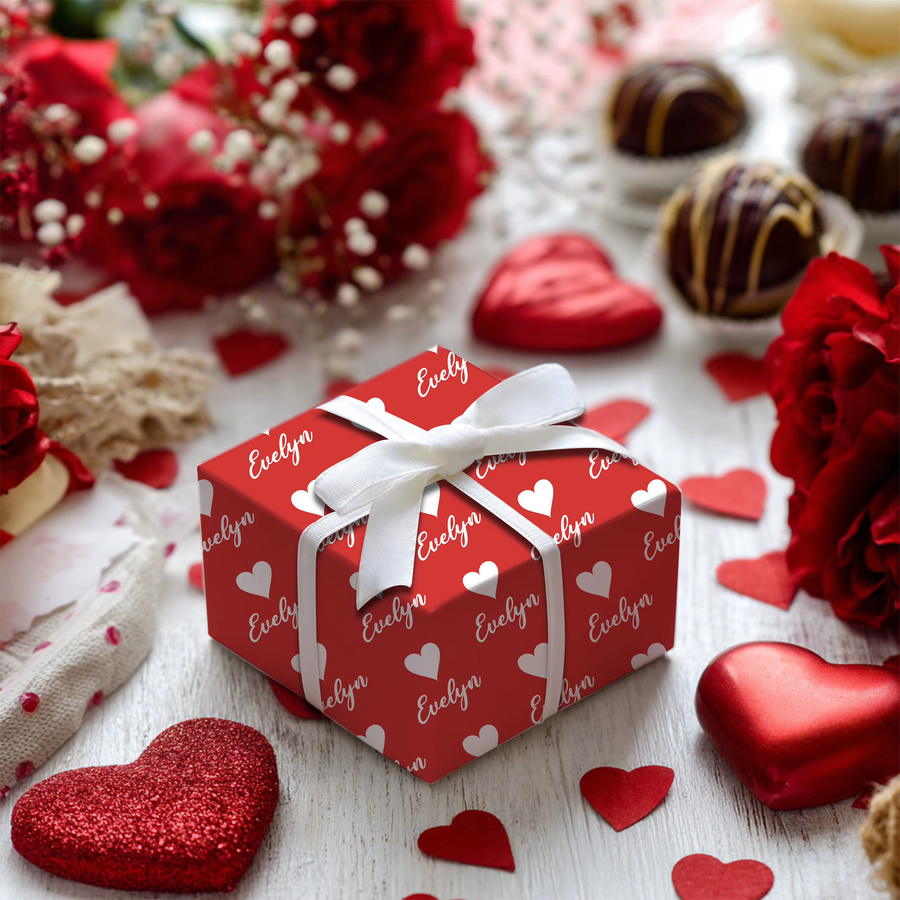 Personalisierbares Geschenkpapier mit Herz-Motiv von joy-enlife, bunt, 3 oder 6 Stück für Valentinstag, Hochzeit oder Party - Bild 3