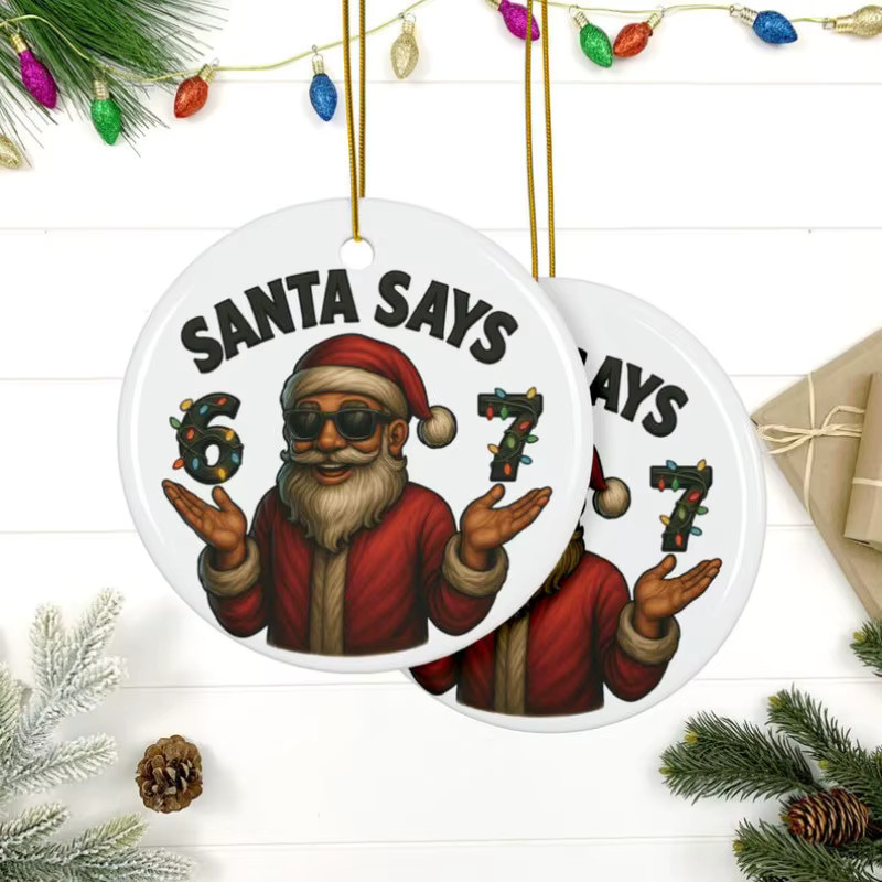 DUTRIEUX Weihnachtsbaumdekoration Santa Claus Ornament mit Gen Z Slang Design, Keramik, Mehrfarbig - Bild 3
