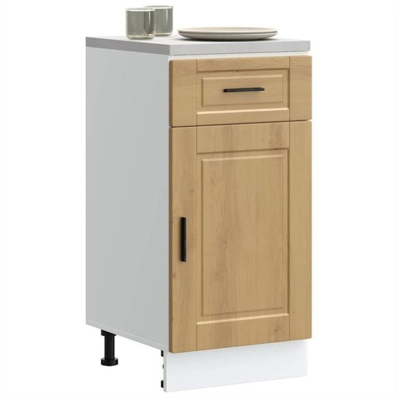 Küchenunterschrank Porto Artisan-eiche von vidaxl in Eiche Natur und Beige aus Holzwerkstoff im Landhausstil mit Drehtüren - Bild 1