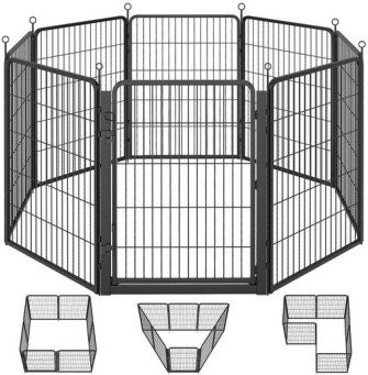 SONGMICS Flexibles Freigehege aus Rostfreiem Metall mit Tür in Schwarz für Indoor und Outdoor - Bild 1