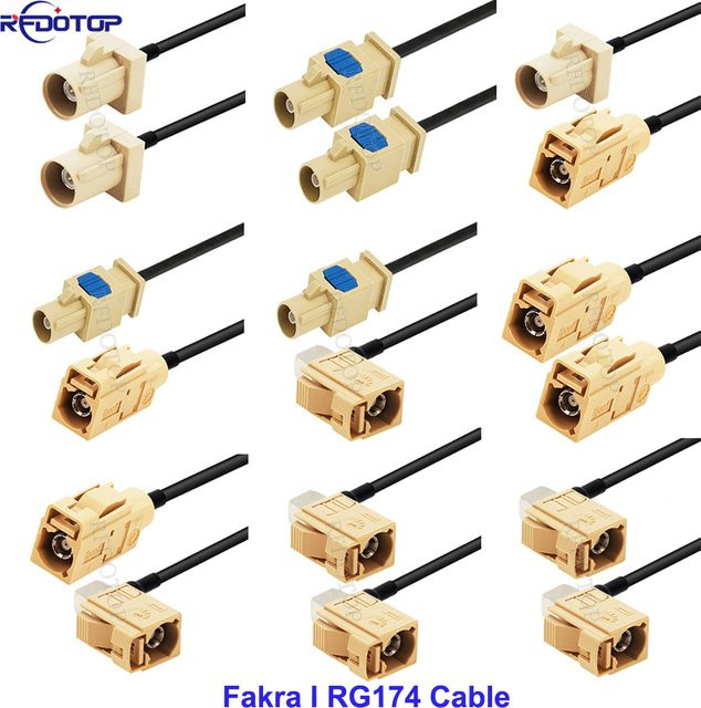 RFDOTOP Fakra I auf Fakra I Stecker RG174 Pigtail Jumper RF Koaxial Verlängerungskabel in Beige - Bild 1