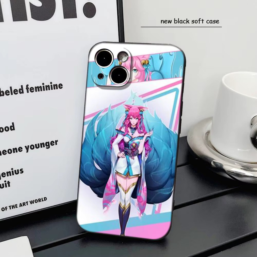 Potdemiel Handyhülle mit HD Ahri Design aus League of Legends für iPhone 11 bis iPhone 17 Pro Max, weiches Silikon, Schwarz und Multicolour - Bild 4