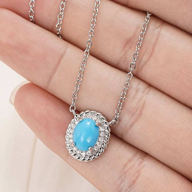 Huitan Halskette mit Anhänger, Silber, blauer Stein, Zirkonia, Damen - Bild 1