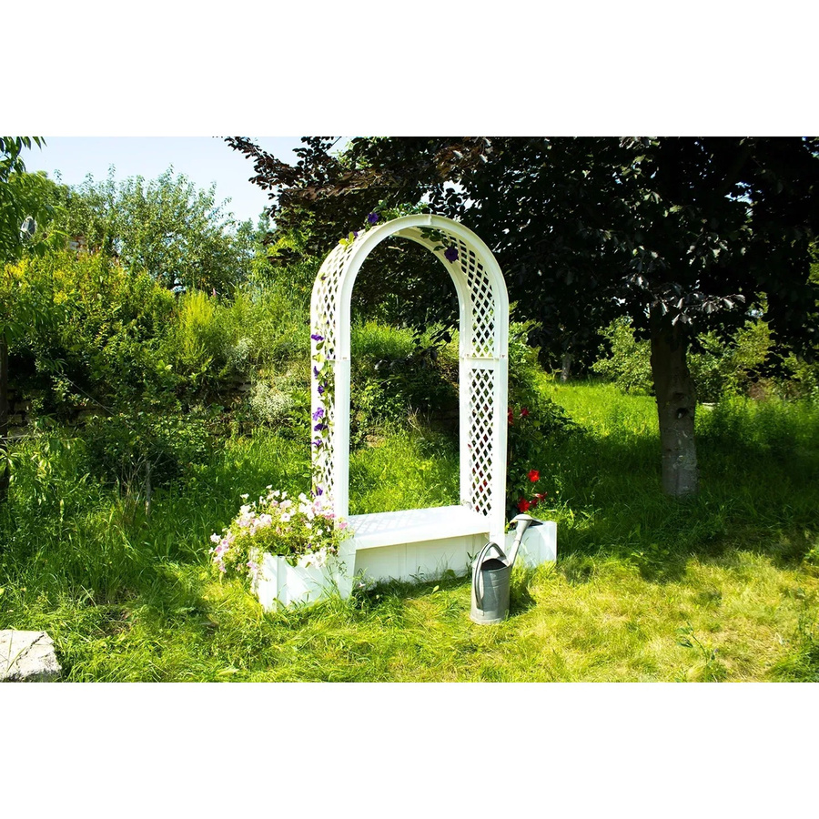 KHW Gartenbank Brüssel aus Kunststoff mit Pflanzkästen in Weiß B/T/H: 174 x 49 x 207 cm - Bild 2