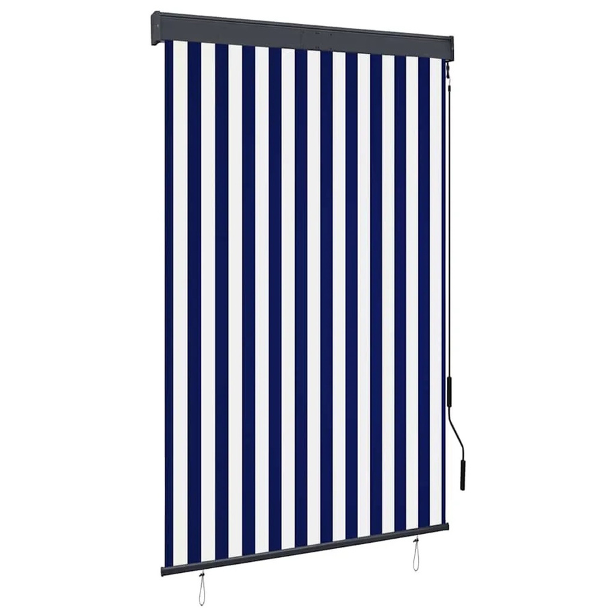 vidaXL Außenrollo Blau-weiß mit Handkurbelmechanismus, Breite: 120 cm, Höhe: 250 cm - Bild 2
