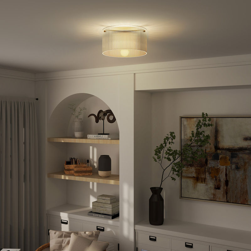 HOMCOM Deckenlampe modern rund in Transparent mit E27 Fassung, Durchmesser: 32 cm, Höhe: 16,5 cm - Bild 2