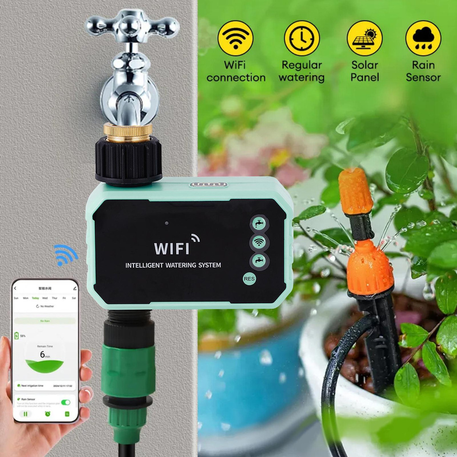 Solar-WLAN-Bewässerungszeitschaltuhr mit App-Fernbedienung und Regensensor für den Außenbereich - Bild 3