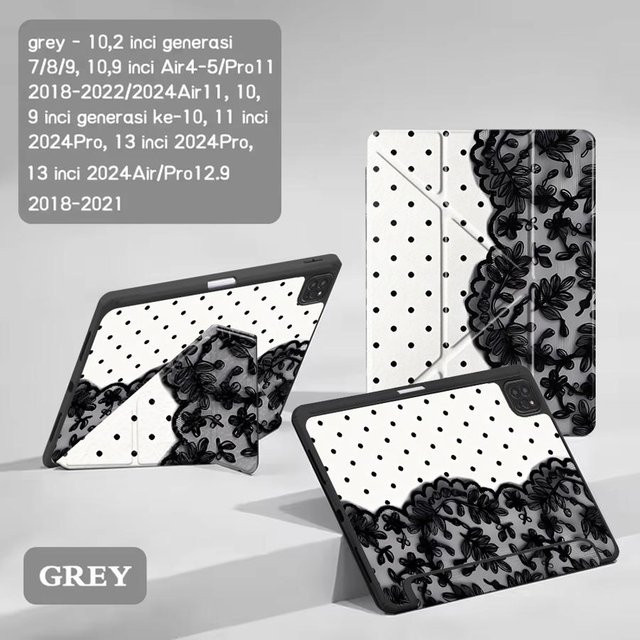 Schwarze Tablet-Schutzhülle mit Spitzenmuster für Apple iPad Pro, Air und Mini Modelle - Bild 1