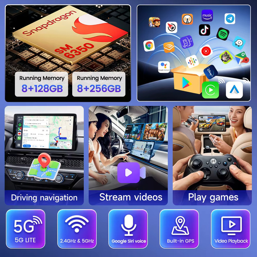 CarlinKit Android 15 CarPlay Ai Box 3 In 1 Wireless Adapter mit Qualcomm SM6350 8-Core und 128 GB in Schwarz für Youtube und Netflix - Bild 2