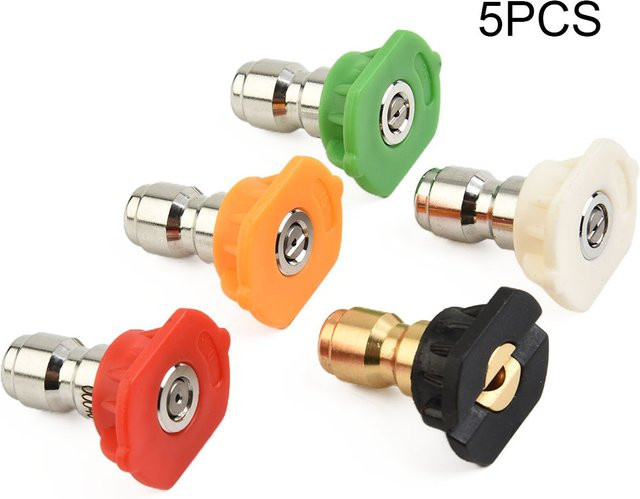 DAZZLEEX 5er Set Quick Connect Garten Hochdruckreiniger Sprühdüsen mit 0, 15, 25 und 40 Grad für Bewässerung und Reinigung, 1/4 Zoll - Bild 1
