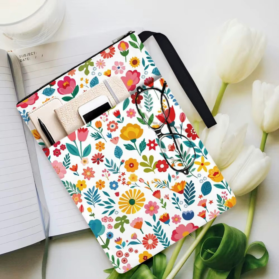 Bunter Bücherbeutel mit Blumendruck und Reißverschluss sowie Vordertasche, Multicolor, Breite: 34,04 cm, Höhe: 24,00 cm - Bild 4