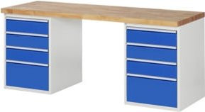 Rau Werkbank 7510A3 in Blau mit 8 Schubladen, B/T/H: 200 x 70 x 84 cm - Bild 1