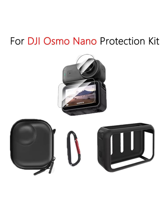 DJI Osmo Nano Schutzset in Schwarz mit Silikonhülle, Bildschirm- und Objektivschutzfolie aus gehärtetem Glas sowie Aufbewahrungstasche für Kratz- und Stoßschutz - Bild 5