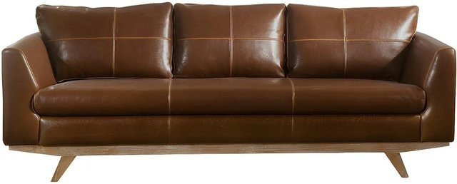 Vente-unique Sofa Alegan in Braun mit Vintage-Look aus Rindsleder und Spaltleder, Breite: 213 cm - Bild 1