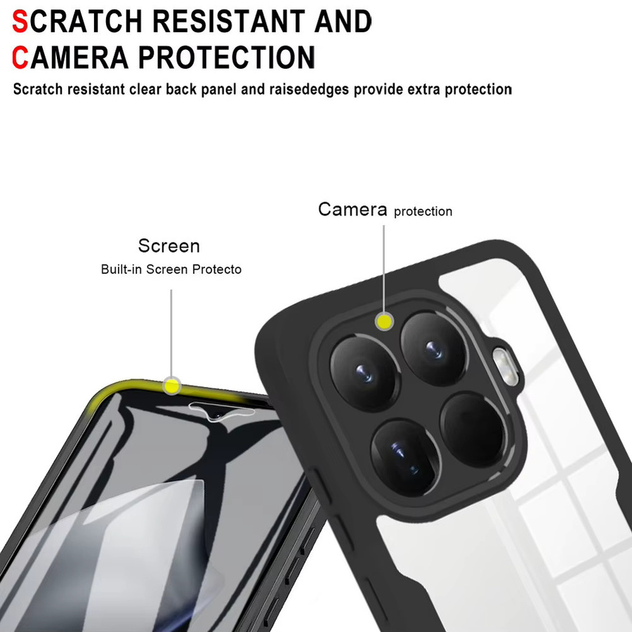 Transparente 360 Grad Schutzhülle für Xiaomi 11 12 13 14 15 Ultra und Pro Modelle, stoßfeste Silikon-Schutzhülle in Schwarz - Bild 2
