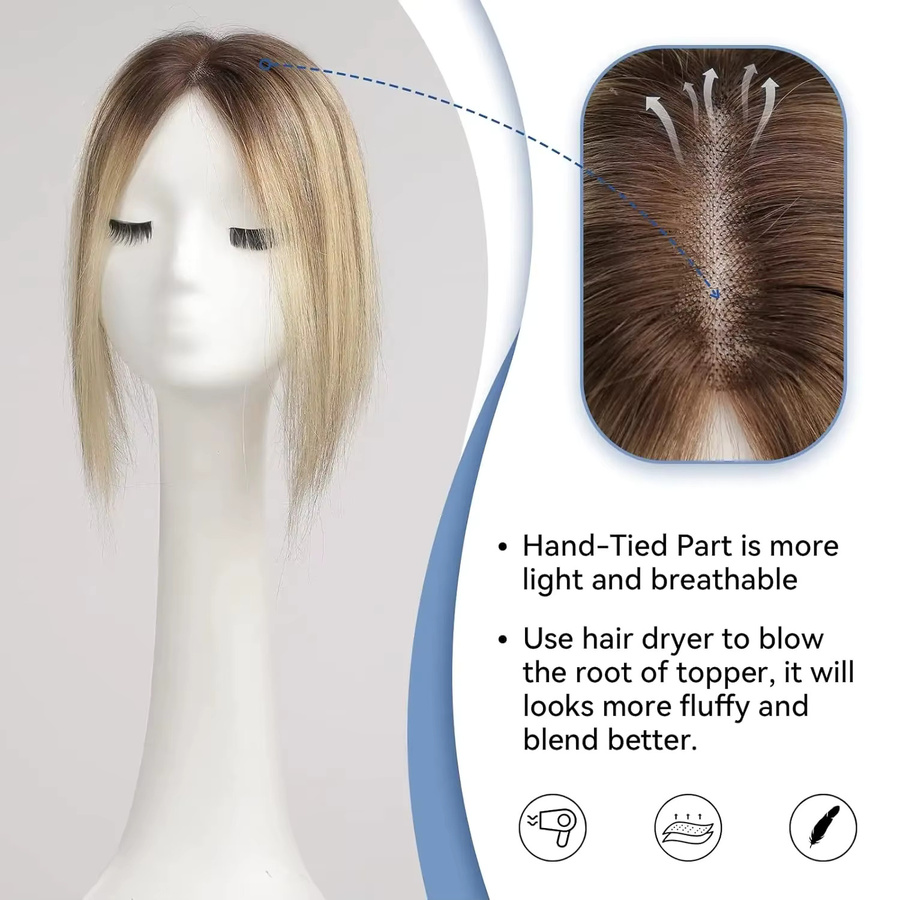 HAIRCUBE Clip-in-Haarteil, hellbraun blonde Ombre, 30,5 cm, 100 % Remy-Echthaar, Damen - Bild 4