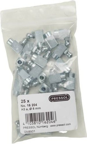 Pressol Kegelschmiernippel H3 A-90°, Ø 8 mm, Farbe: Silber, 25 Stück - Bild 1