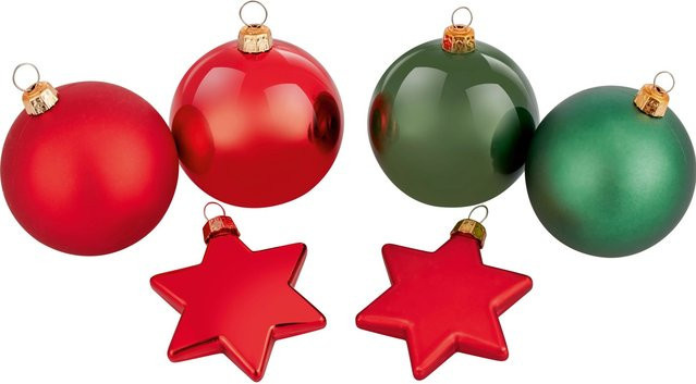 OBI Weihnachtskugel aus Kunststoff in Mehrfarbig, Durchmesser: 6 cm - Bild 1