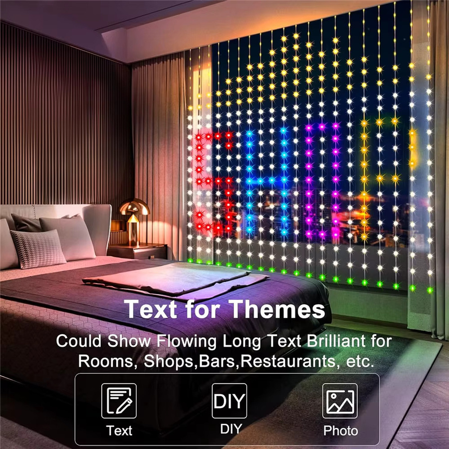 DACHAN Smart LED Vorhang Lichterkette mit App-Steuerung und Musik-Sync, RGB Multicolour, 300 LED für Weihnachten und Outdoor - Bild 2