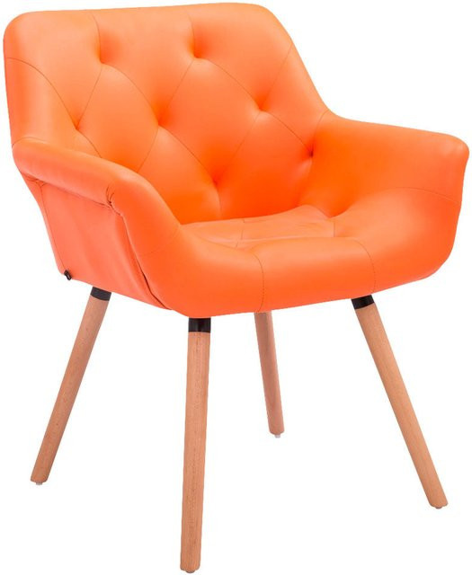 TPFLiving Besucherstuhl Cassy in Orange aus Kunstleder mit Holzgestell in Natur - Bild 1