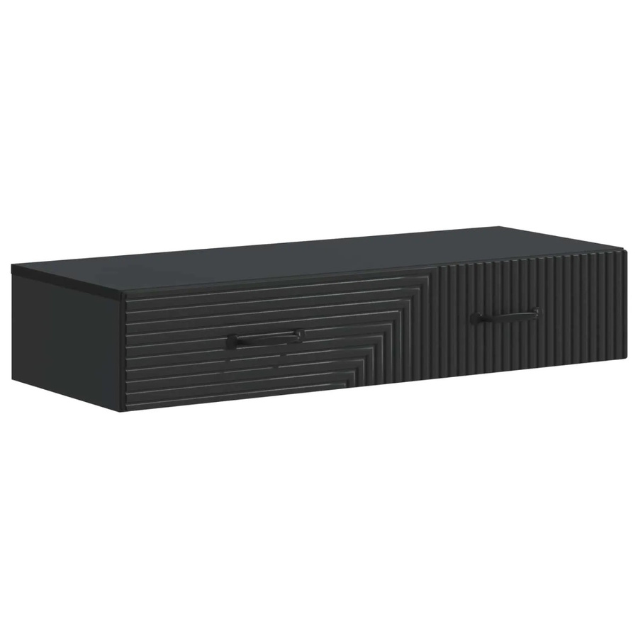 vidaXL Wandmontierter Beistelltisch in Schwarz, Modernes Design für Wohnzimmer oder Flur, B/T/H: 87,5 x 34,5 x 17 cm - Bild 2