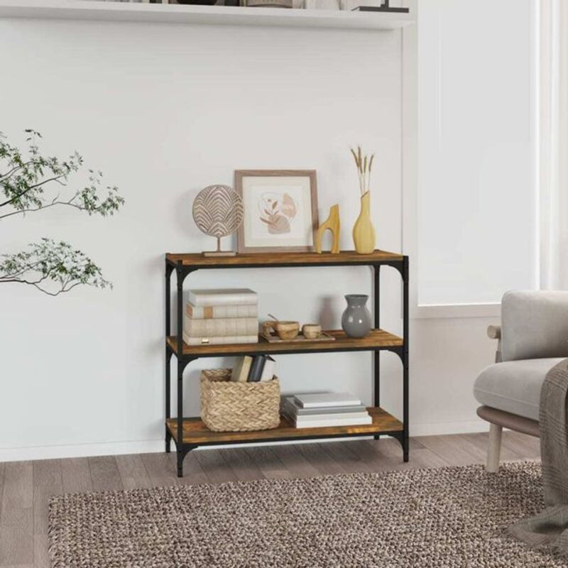 Vidaxl Bücherregal Industrial in Braun und Grau aus Holzwerkstoff und Stahl, B/T/H: 80 x 33 x 70,5 cm - Bild 1