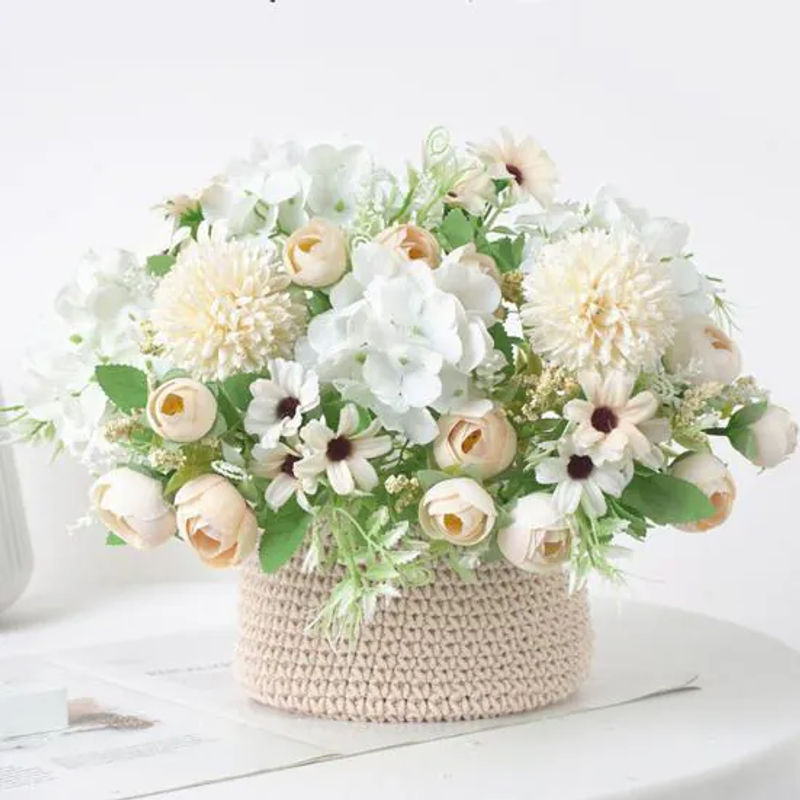 Bluelans Blumenstrauß aus Seidentuch in Weiß als künstliche Blumen-Dekoration für Hochzeit und Büro - Bild 3