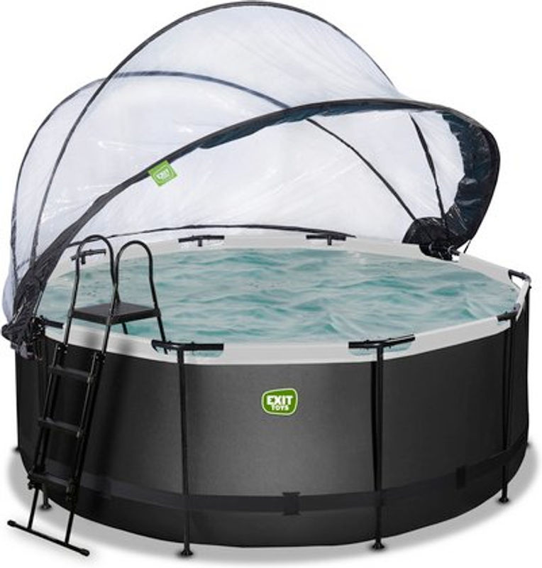 EXIT Toys Black Leather Pool in Schwarz mit Abdeckung und Sandfilterpumpe, Durchmesser: 380 cm, Volumen: 10126 l - Bild 2