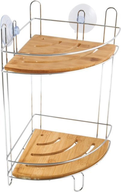 MSV Eck-Duschregal Joy 2 Ebenen Braun-Silber B/T/H: 19,5 x 19,5 x 36,5 cm - Bild 1