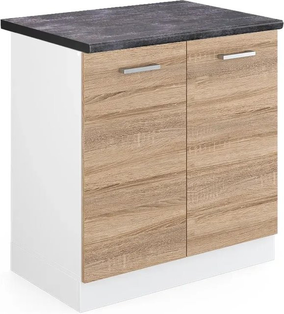 Vicco R-Line Spülenunterschrank Küchenunterschrank Sonoma Weiß Anthrazit B: 80 cm, T: 60 cm, H: 76,7 cm - Bild 1