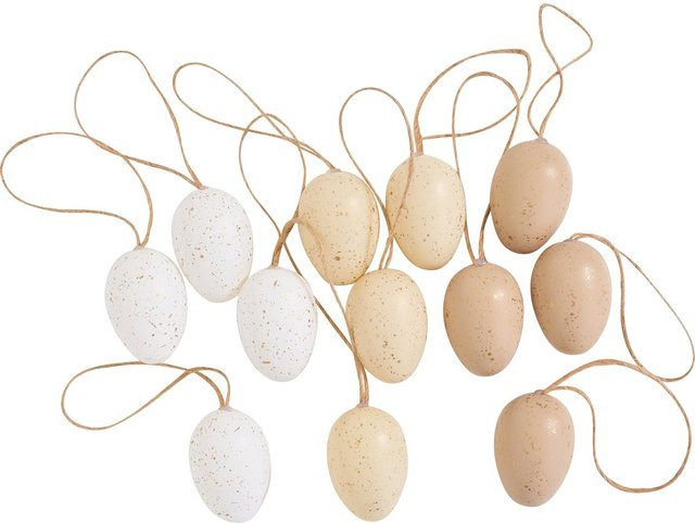 VBS Deko-Eier für Ostern in Weiß, Beige und Hellgelb mit Goldgesprenkelt-Effekt aus Kunststoff - Bild 1
