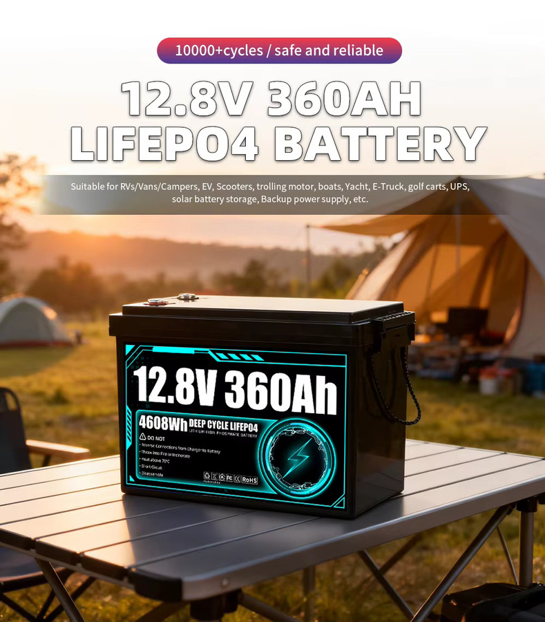 Seekwatt 12V 360Ah LiFePO4 Batteriepack Klasse A 12,8V LFP wiederaufladbare Batterie für Wohnmobil, Solar und Heimenergiespeichersysteme - Bild 3
