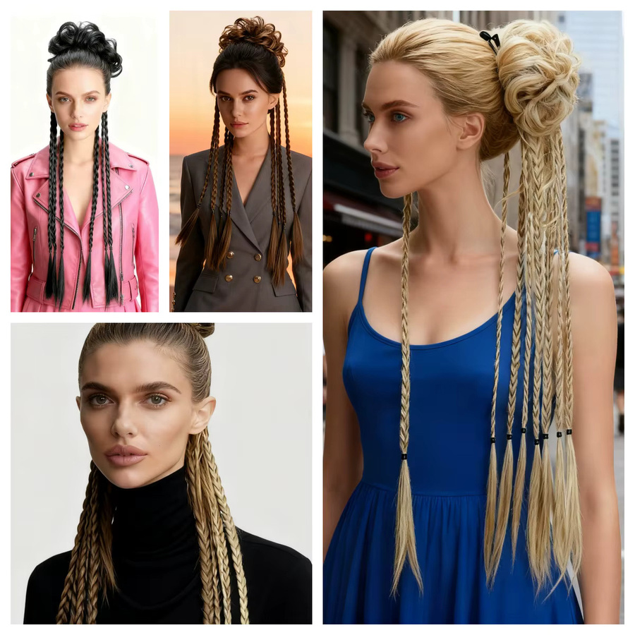 Lansa Messy Bun Haarverlängerung, synthetisch, geflochtener Haarknoten, Damen - Bild 4