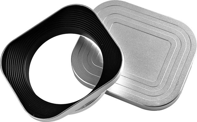 LVSHE Quadratische Gegenlichtblende aus Metall im Retro-Design für Fuji Sony Nikon Canon, Farbe: Silber, kompatibel mit 39mm 43mm 46mm 49mm 52mm Filter Adaptern - Bild 1