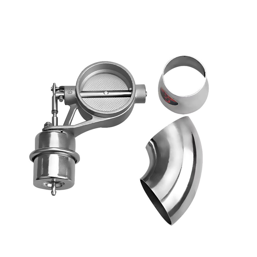 Universal Auto Auspuffrohr Steuerventil Set mit Vakuumregler und Fernbedienung in Silber, 76mm - Bild 1
