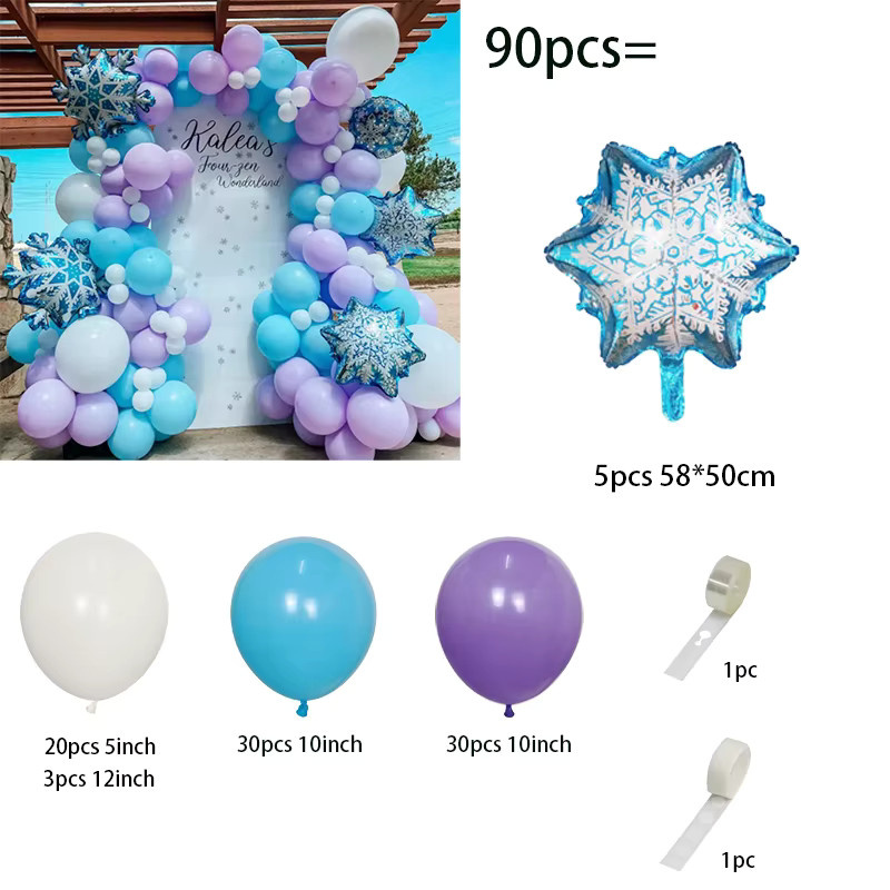 90 Stück BALONAQ Eis- und Schneeballons in Blau und Lila mit Schneeflocken-Design für deine Winter-Party oder deinen Geburtstag - Bild 2